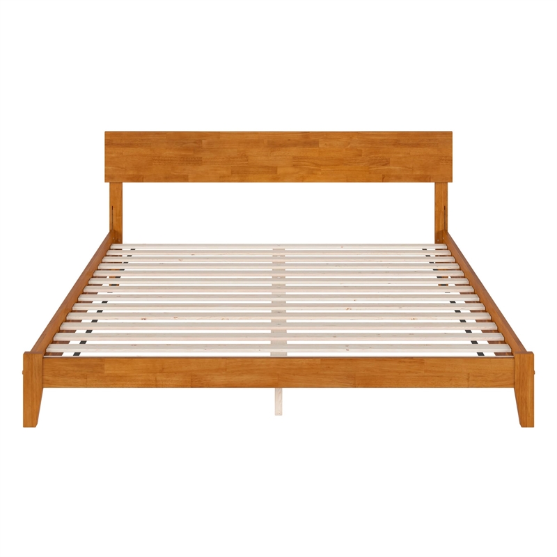 Orlando King Solid Wood Low Profile Platform Bed in Light Toffee