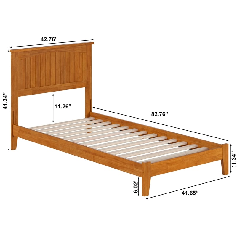 Nantucket Twin XL Solid Wood Low Profile Platform Bed in Light Toffee