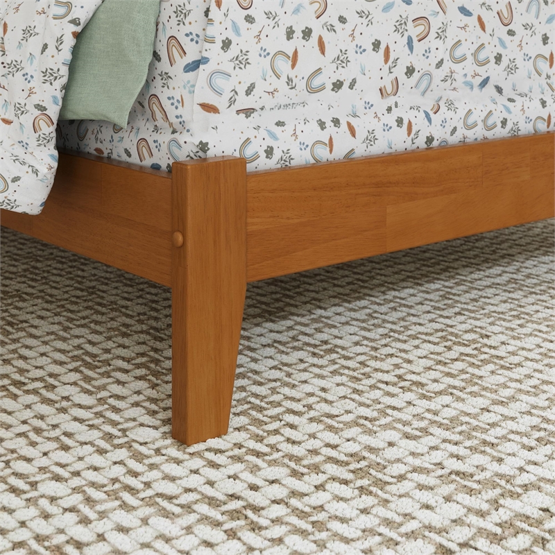 Nantucket Twin Solid Wood Low Profile Platform Bed in Light Toffee