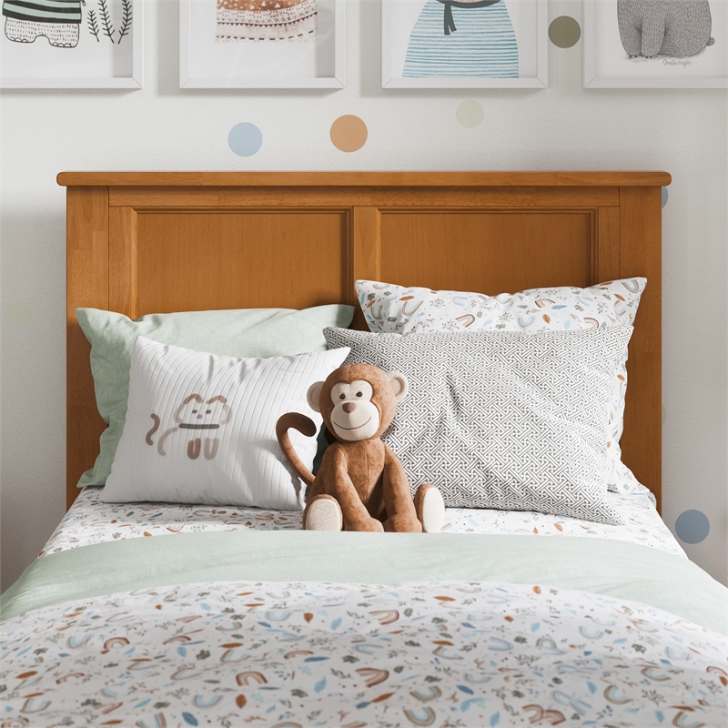 Madison Twin XL Solid Wood Low Profile Platform Bed in Light Toffee