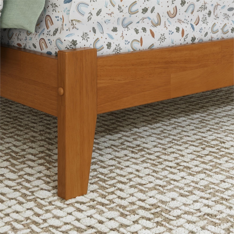 Madison Twin XL Solid Wood Low Profile Platform Bed in Light Toffee