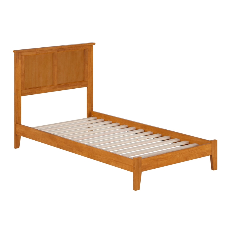 Madison Twin XL Solid Wood Low Profile Platform Bed in Light Toffee