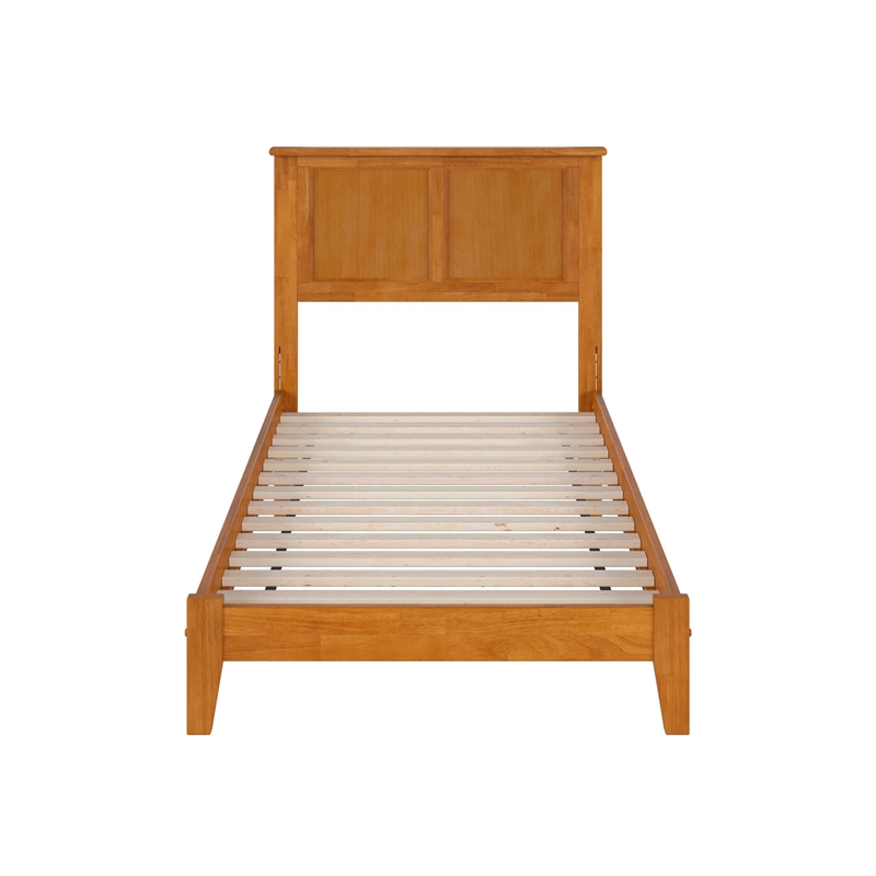 Madison Twin XL Solid Wood Low Profile Platform Bed in Light Toffee
