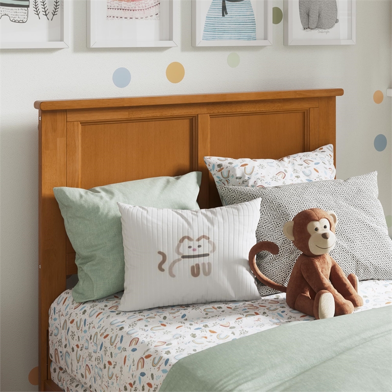 Madison Twin Solid Wood Low Profile Platform Bed in Light Toffee