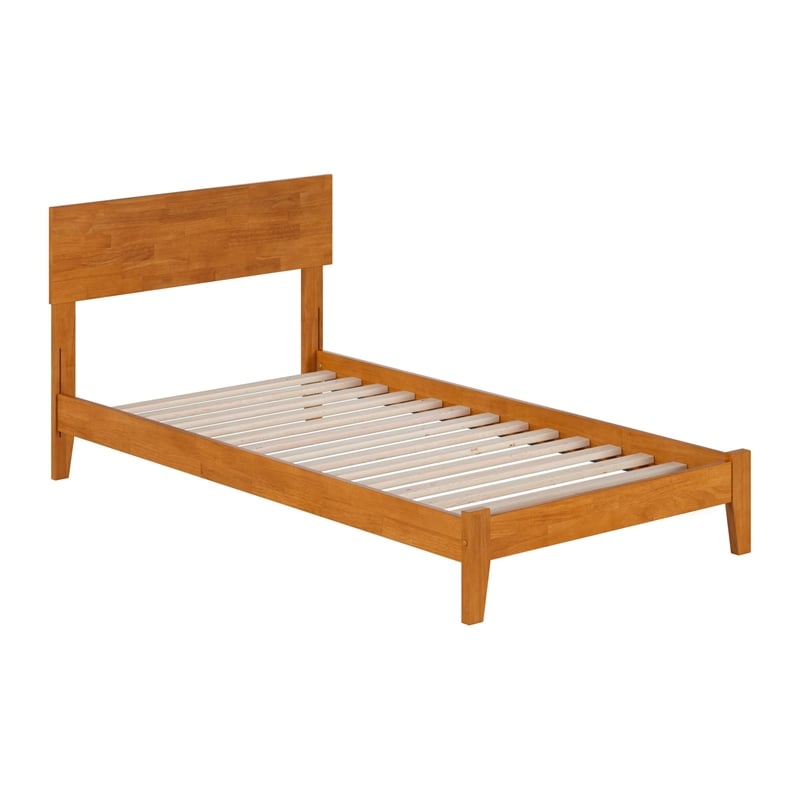 Orlando Twin XL Solid Wood Low Profile Platform Bed in Light Toffee