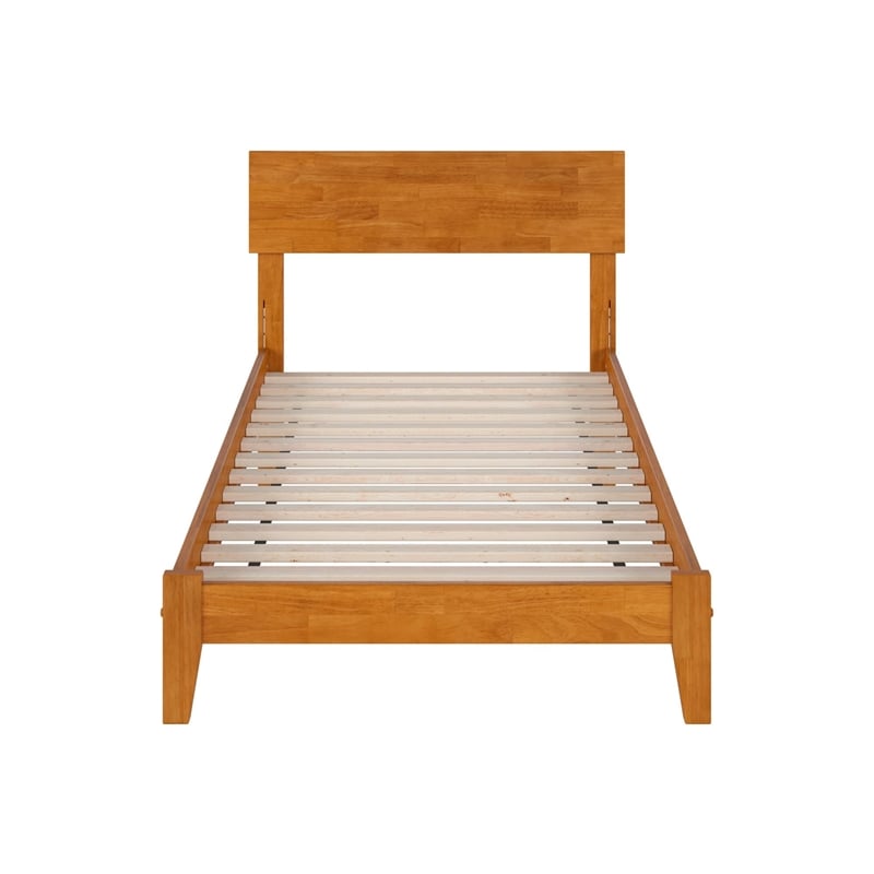 Orlando Twin XL Solid Wood Low Profile Platform Bed in Light Toffee