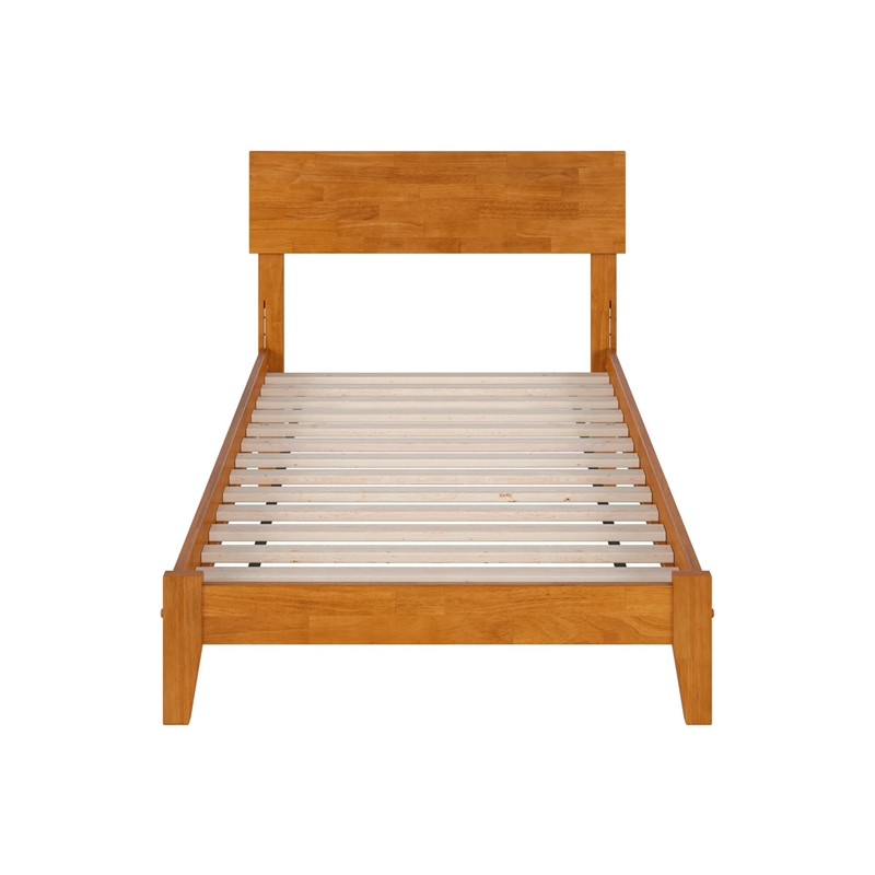 Orlando Twin Solid Wood Low Profile Platform Bed in Light Toffee