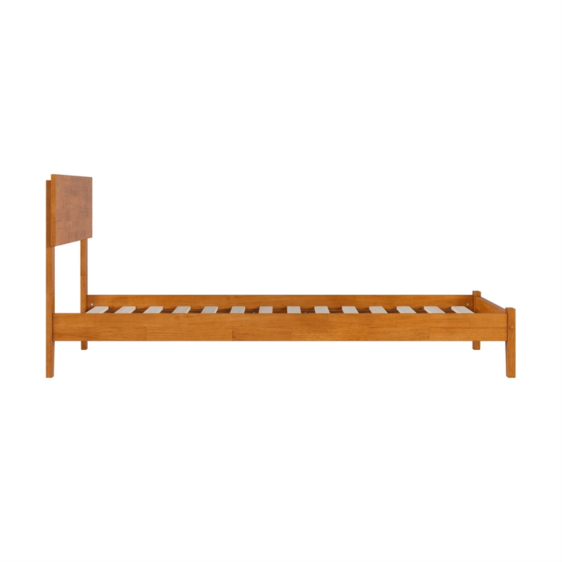 Orlando Twin Solid Wood Low Profile Platform Bed in Light Toffee