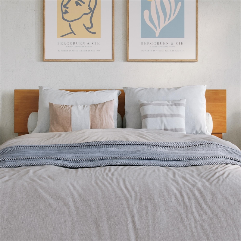 Orlando Full Solid Wood Low Profile Platform Bed in Light Toffee