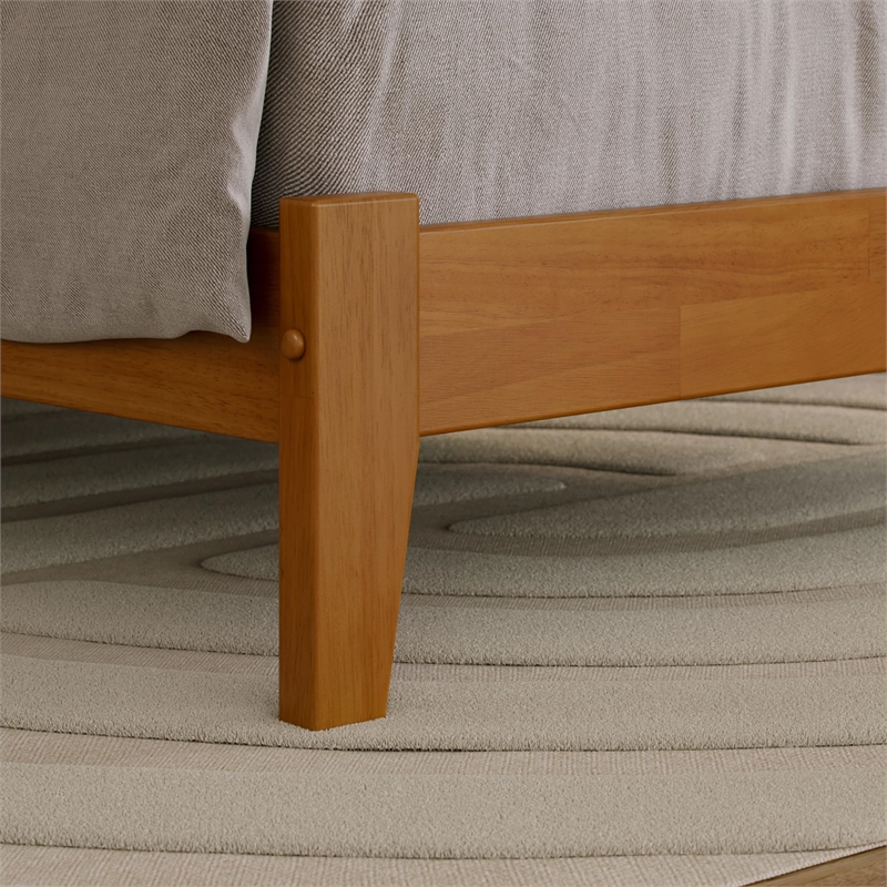 Orlando Full Solid Wood Low Profile Platform Bed in Light Toffee