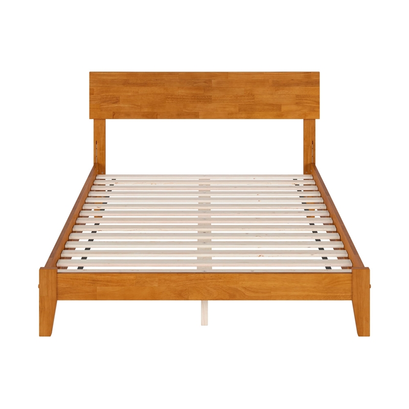 Orlando Full Solid Wood Low Profile Platform Bed in Light Toffee
