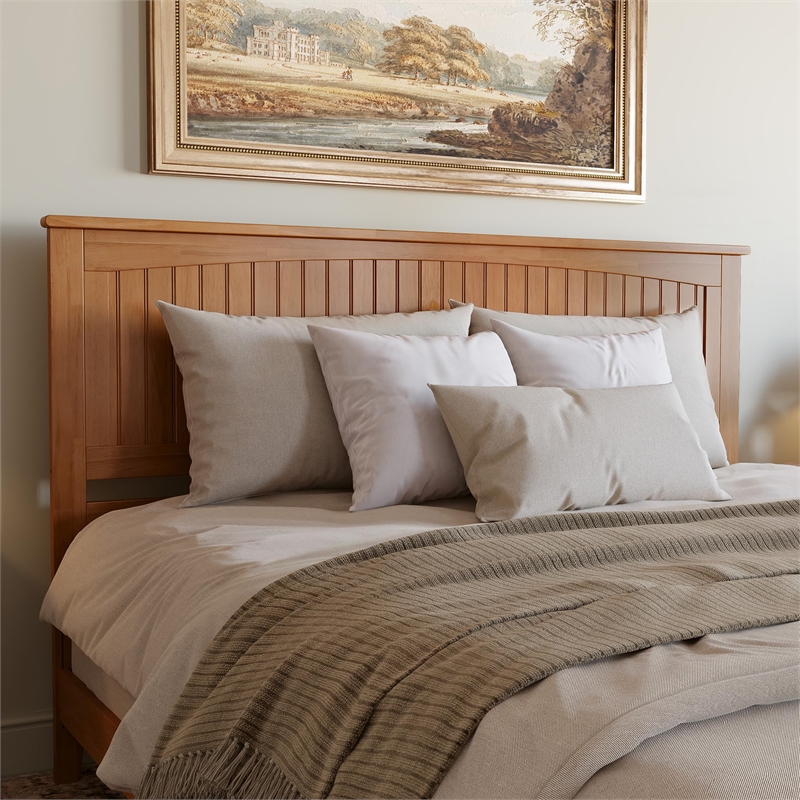 Nantucket King Solid Wood Low Profile Platform Bed in Light Toffee