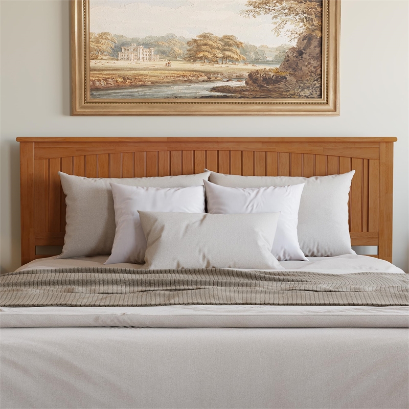 Nantucket King Solid Wood Low Profile Platform Bed in Light Toffee