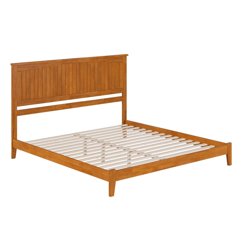 Nantucket King Solid Wood Low Profile Platform Bed in Light Toffee