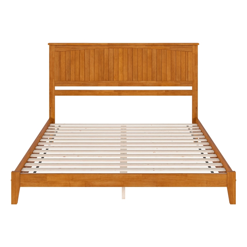 Nantucket King Solid Wood Low Profile Platform Bed in Light Toffee