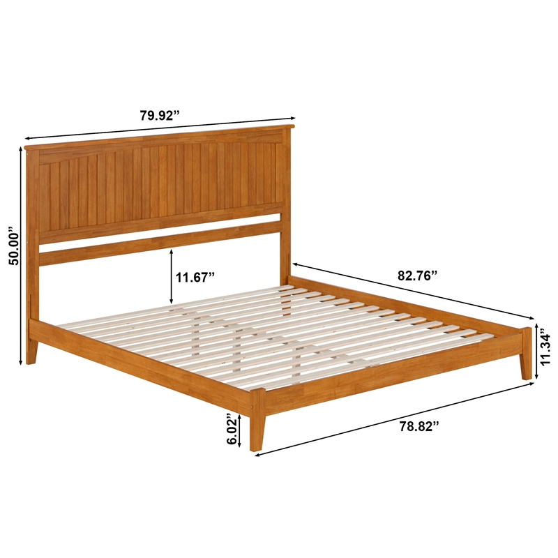 Nantucket King Solid Wood Low Profile Platform Bed in Light Toffee