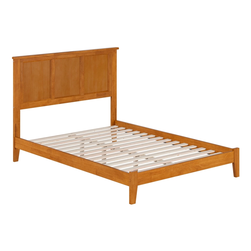 Madison Full Solid Wood Low Profile Platform Bed in Light Toffee