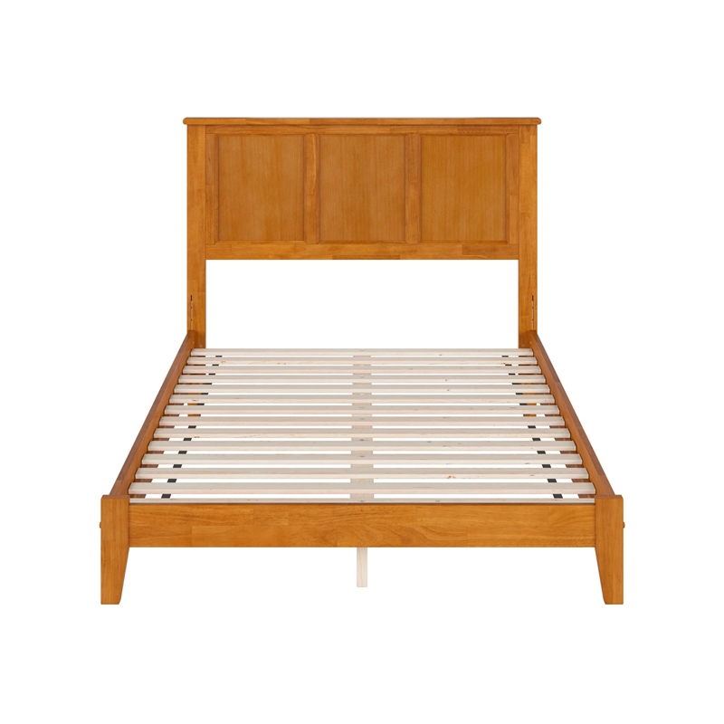 Madison Full Solid Wood Low Profile Platform Bed in Light Toffee