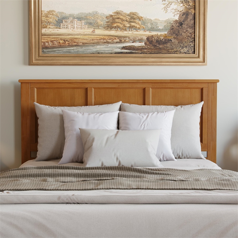 Madison Queen Solid Wood Low Profile Platform Bed in Light Toffee