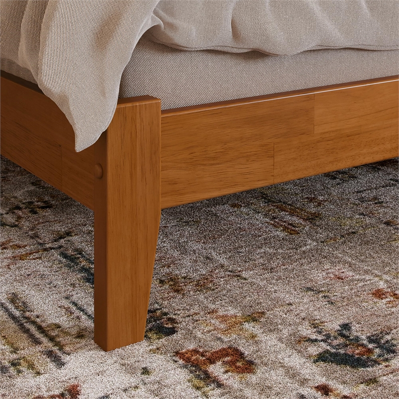 Madison Queen Solid Wood Low Profile Platform Bed in Light Toffee
