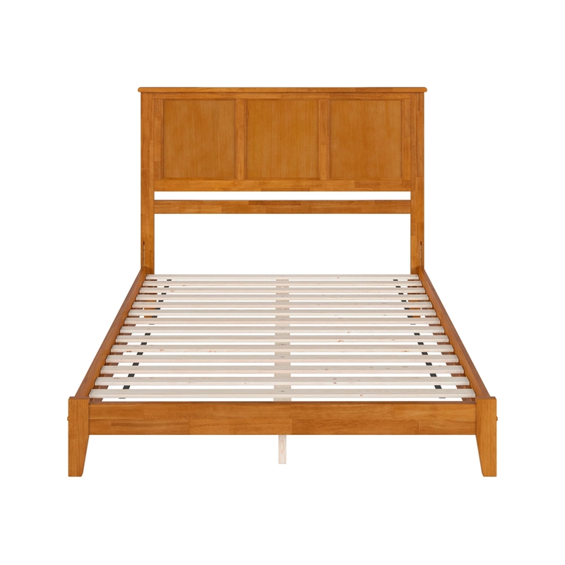 Madison Queen Solid Wood Low Profile Platform Bed in Light Toffee