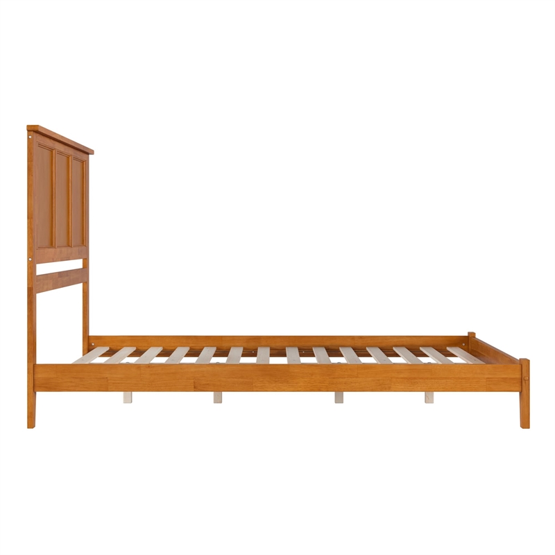 Madison Queen Solid Wood Low Profile Platform Bed in Light Toffee