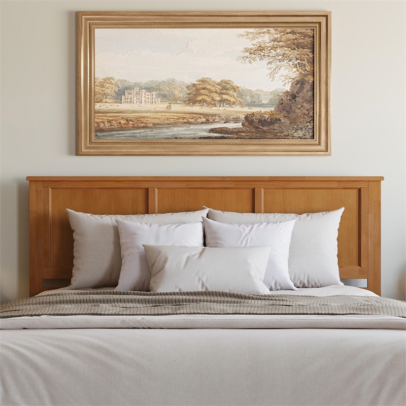 Madison King Solid Wood Low Profile Platform Bed in Light Toffee