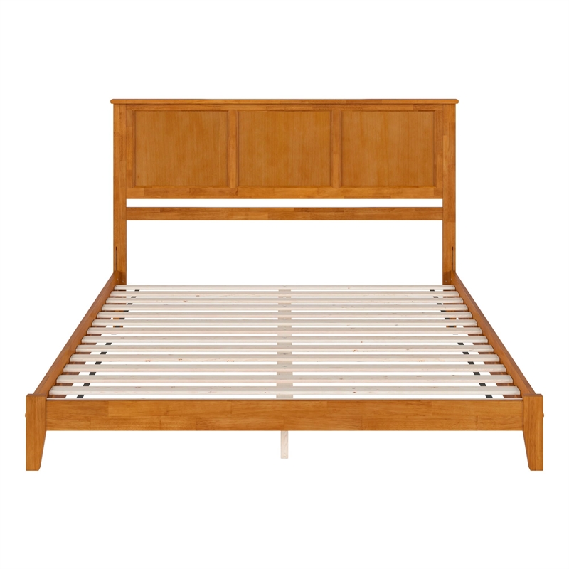 Madison King Solid Wood Low Profile Platform Bed in Light Toffee