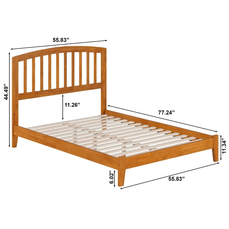 Richmond Full Solid Wood Low Profile Platform Bed in Light Toffee