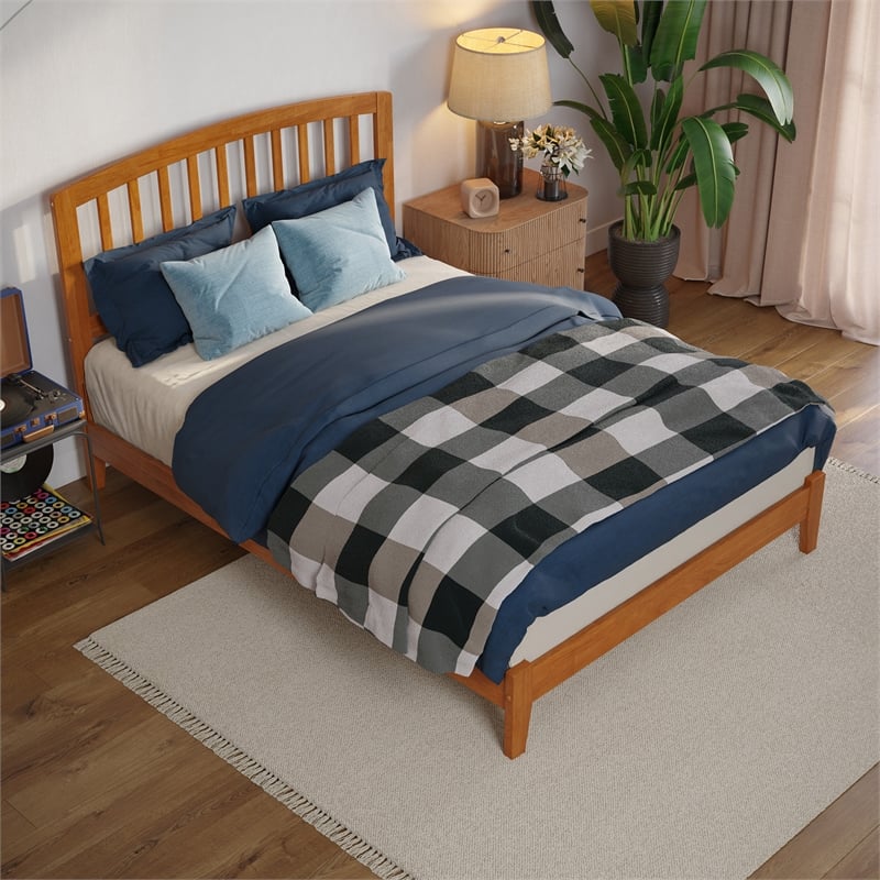 Richmond Full Solid Wood Low Profile Platform Bed in Light Toffee