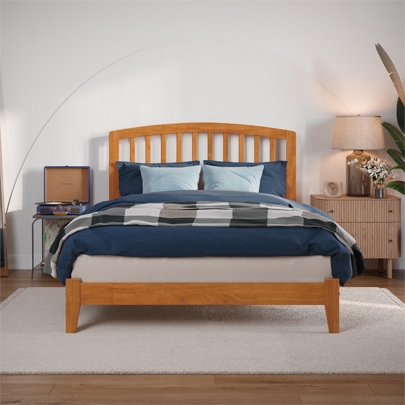 Richmond Full Solid Wood Low Profile Platform Bed in Light Toffee