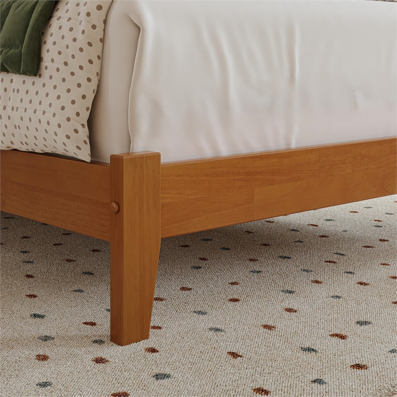 Mission Twin XL Solid Wood Low Profile Platform Bed in Light Toffee