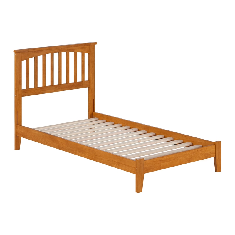 Mission Twin XL Solid Wood Low Profile Platform Bed in Light Toffee