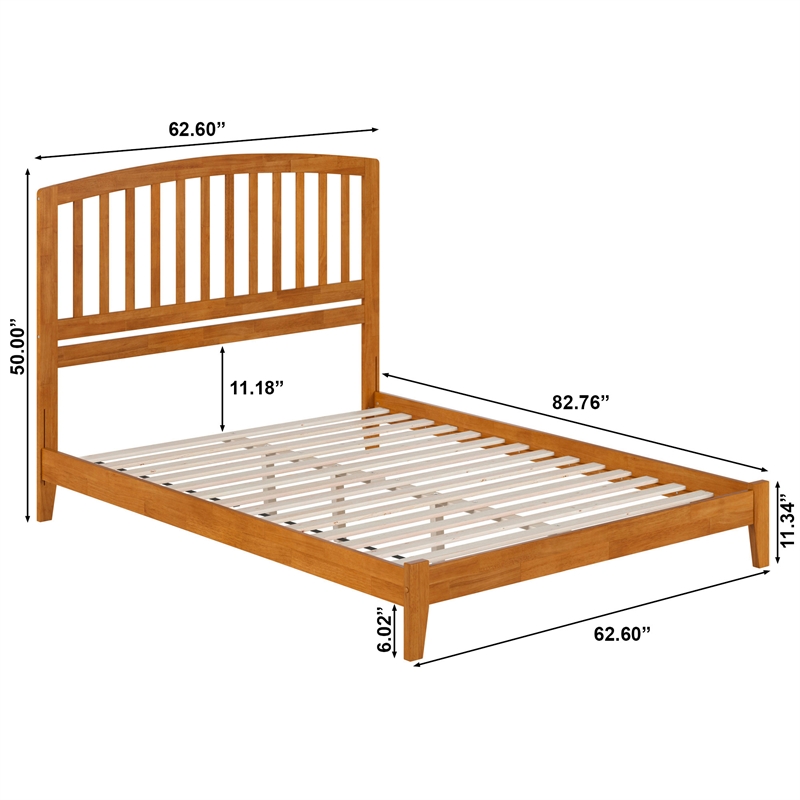 Richmond Queen Solid Wood Low Profile Platform Bed in Light Toffee