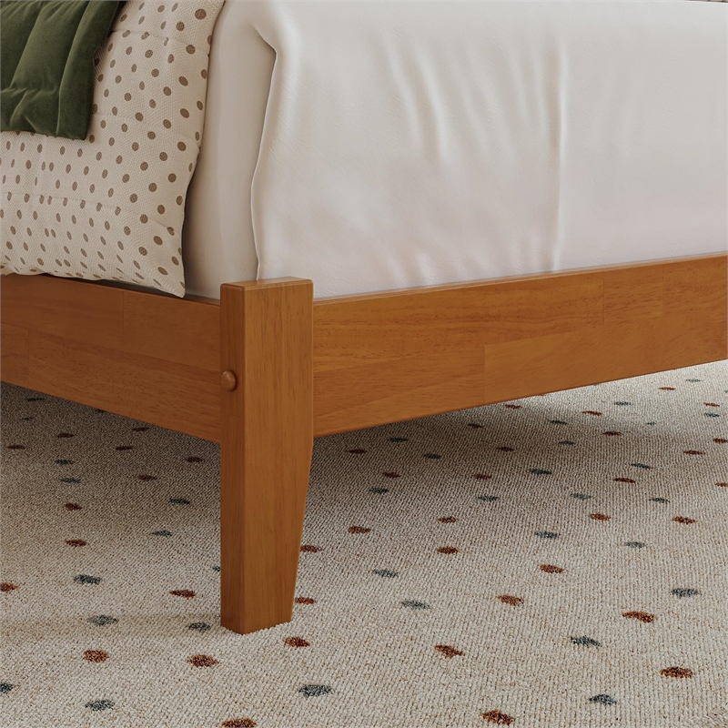 Portland Full Solid Wood Low Profile Platform Bed in Light Toffee