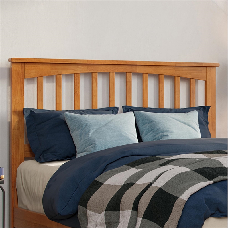 Mission Full Solid Wood Low Profile Platform Bed in Light Toffee