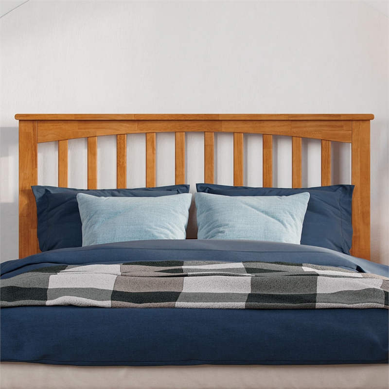 Mission Full Solid Wood Low Profile Platform Bed in Light Toffee