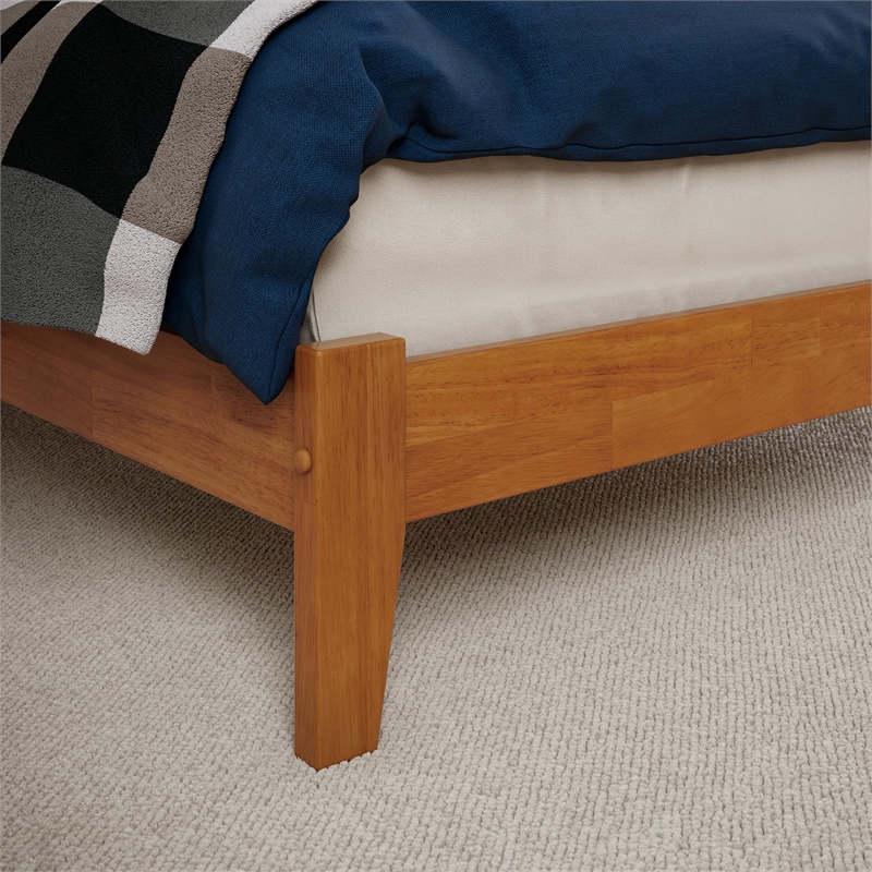 Mission Full Solid Wood Low Profile Platform Bed in Light Toffee