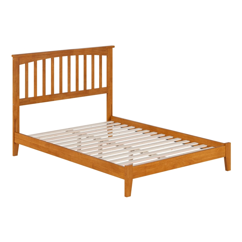Mission Full Solid Wood Low Profile Platform Bed in Light Toffee