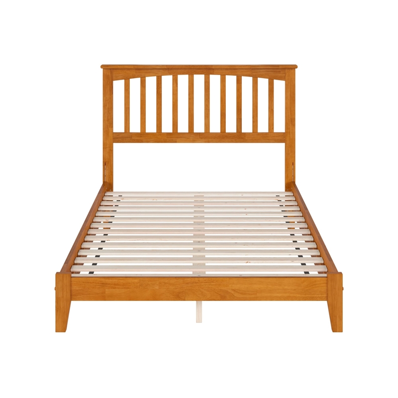 Mission Full Solid Wood Low Profile Platform Bed in Light Toffee