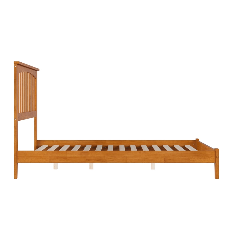 Mission Full Solid Wood Low Profile Platform Bed in Light Toffee