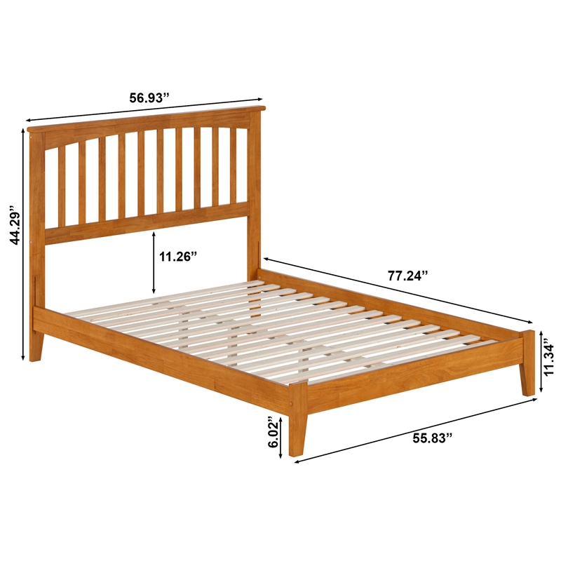 Mission Full Solid Wood Low Profile Platform Bed in Light Toffee