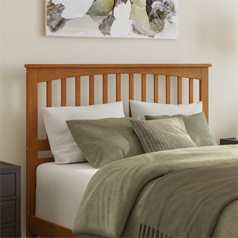 Mission Queen Solid Wood Low Profile Platform Bed in Light Toffee