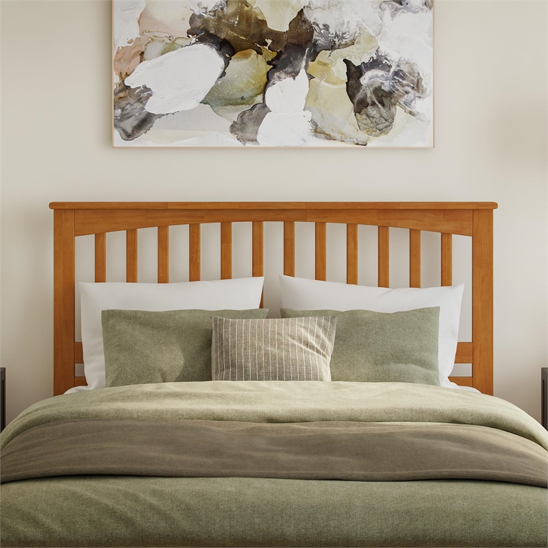 Mission Queen Solid Wood Low Profile Platform Bed in Light Toffee