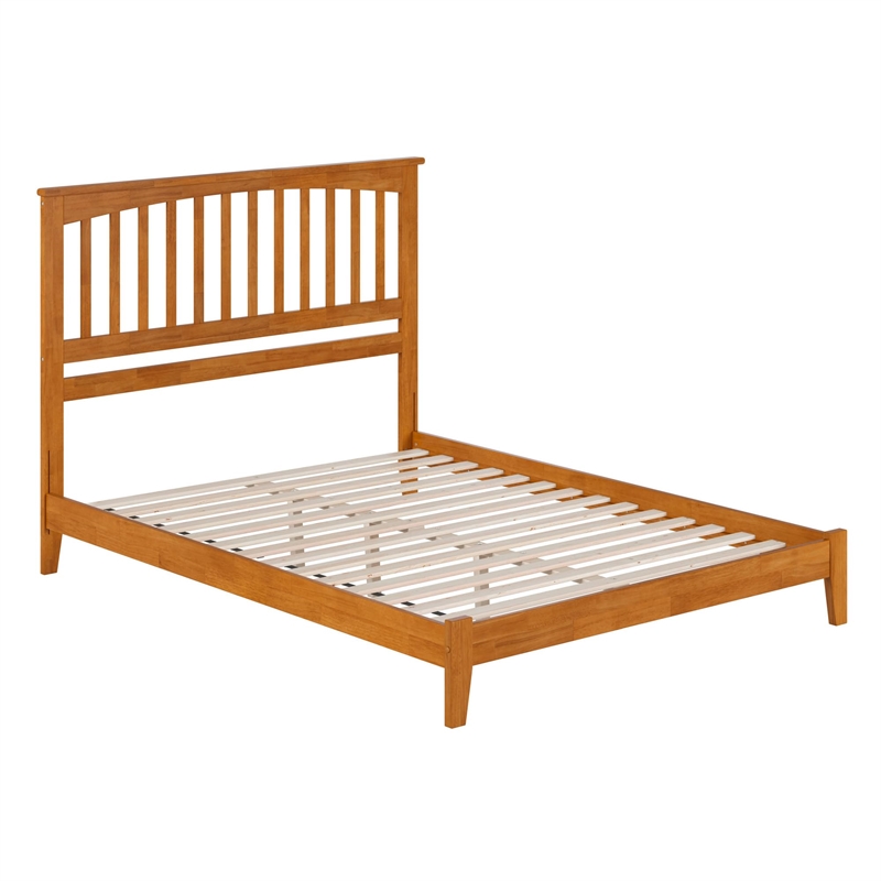 Mission Queen Solid Wood Low Profile Platform Bed in Light Toffee