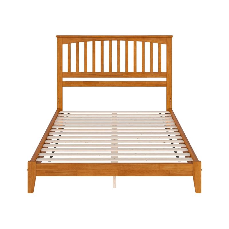 Mission Queen Solid Wood Low Profile Platform Bed in Light Toffee