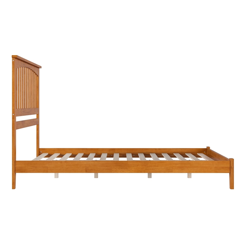 Mission Queen Solid Wood Low Profile Platform Bed in Light Toffee