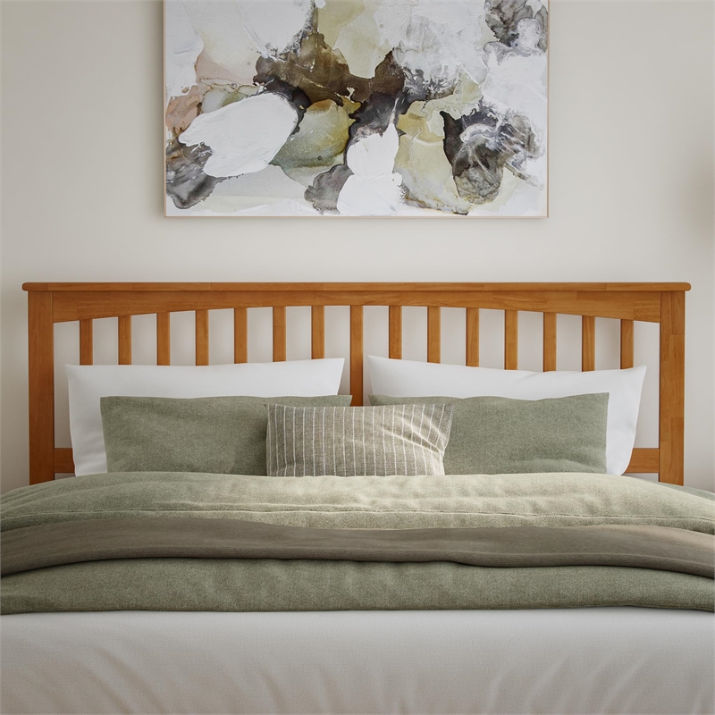 Mission King Solid Wood Low Profile Platform Bed in Light Toffee