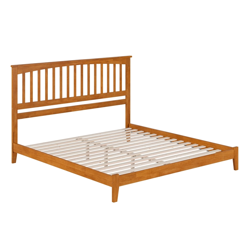 Mission King Solid Wood Low Profile Platform Bed in Light Toffee