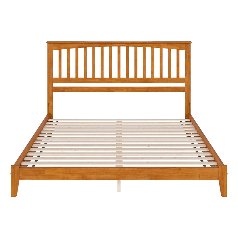 Mission King Solid Wood Low Profile Platform Bed in Light Toffee